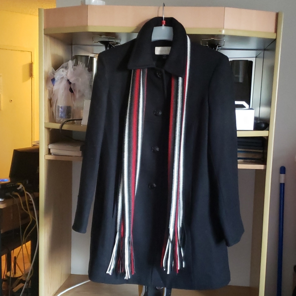 Monroe & Main Blk Jacket  With Scarf Size M - Picture 3 of 8